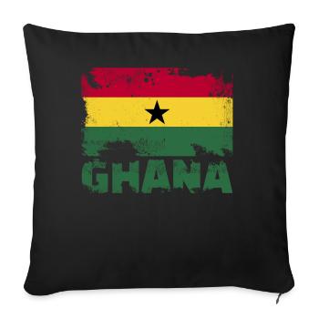 Ghana Flagge Vintage Distressed African Grunge Tra - Sofakissenbezug 45 x 45 cm - Schwarz - Vorne