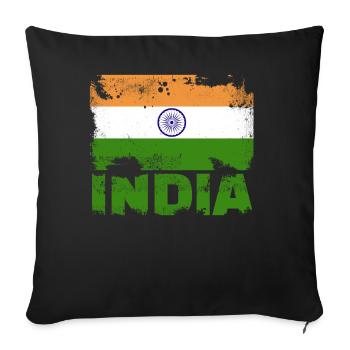 Indien Flagge Vintage Distressed Indian Grunge Tra - Sofakissenbezug 45 x 45 cm - Schwarz - Vorne