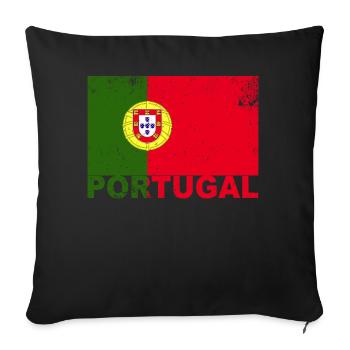 Portugal Flag Vintage Portugiesische Nationalitäts - Sofakissenbezug 45 x 45 cm - Schwarz - Vorne