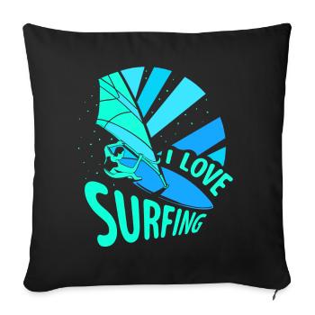 J’adore surfer surf surf surf surf - Housse de coussin décorative 45 x 45 cm - noir - Devant