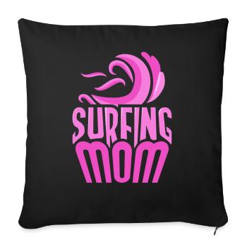 Surf Mama Surf Surfer Planche de surf - Housse de coussin décorative 45 x 45 cm - noir - Devant