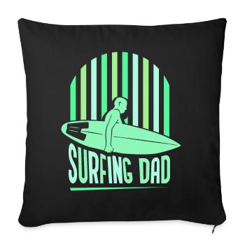 Surf Père Surf Surf Surf Surf Surf surfant - Housse de coussin décorative 45 x 45 cm - noir - Devant