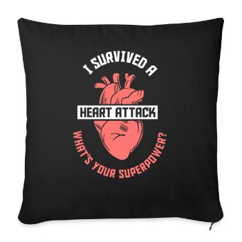 J’ai survécu à une crise cardiaque - Housse de coussin décorative 45 x 45 cm - noir - Devant