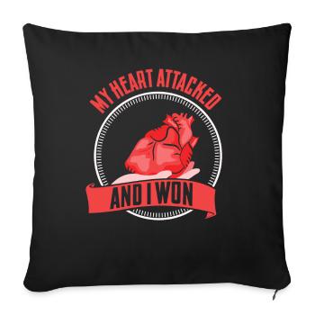 My heart attacked and I won - Sofa pillowcase 17,3'' x 17,3'' (45 x 45 cm) - black - Front