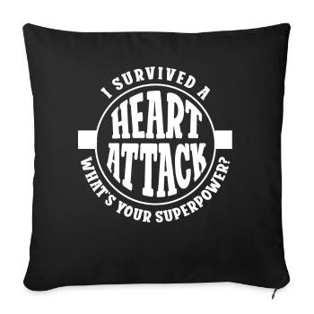 J’ai survécu à une crise cardiaque - Housse de coussin décorative 45 x 45 cm - noir - Devant
