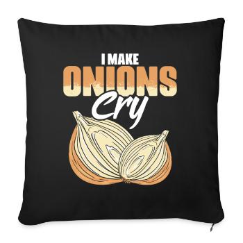 Je fais pleurer les oignons drôle Humour culinaire pour - Housse de coussin décorative 45 x 45 cm - noir - Devant