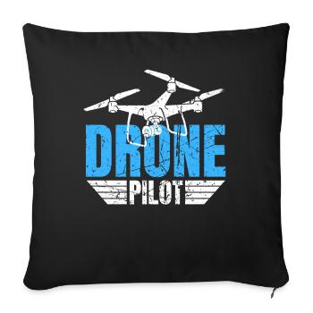 Drone Drone Pilote Drone Opérateur Quadcopter - Housse de coussin décorative 45 x 45 cm - noir - Devant