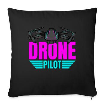 Drone Drone Pilote Drone Opérateur Quadcopter - Housse de coussin décorative 45 x 45 cm - noir - Devant