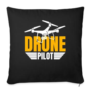 Drone Drone Pilote Drone Opérateur Quadcopter - Housse de coussin décorative 45 x 45 cm - noir - Devant