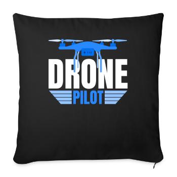 Drone Drone Pilote Drone Opérateur Quadcopter - Housse de coussin décorative 45 x 45 cm - noir - Devant