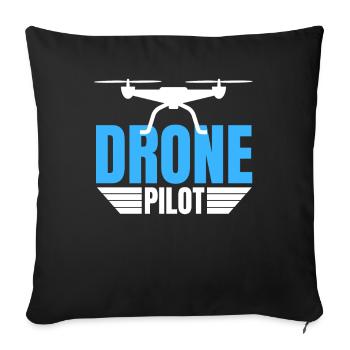 Drone Drone Pilote Drone Opérateur Quadcopter - Housse de coussin décorative 45 x 45 cm - noir - Devant
