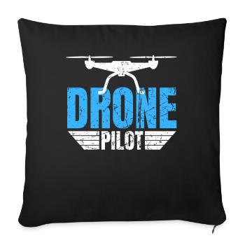 Drone Drone Pilote Drone Opérateur Quadcopter - Housse de coussin décorative 45 x 45 cm - noir - Devant