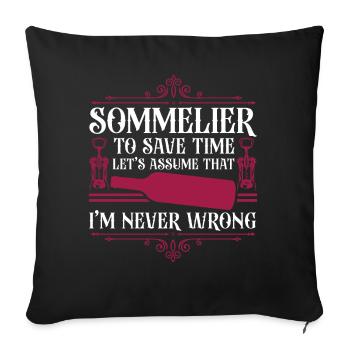 Dégustation de vin de sommelier - Housse de coussin décorative 45 x 45 cm - noir - Devant