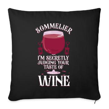 Sommelier Wine Drinking Tasting - Sofa pillowcase 17,3'' x 17,3'' (45 x 45 cm) - black - Front