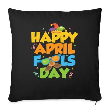 Joyeux poisson d’avril Jour de la blague Avril Sarcastique - Housse de coussin décorative 45 x 45 cm - noir - Devant