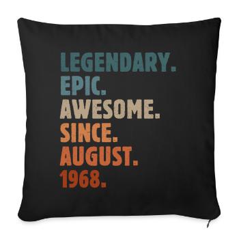 1968 August Vintage Birthday Gift - Sofa pillowcase 17,3'' x 17,3'' (45 x 45 cm) - black - Front