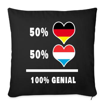 Allemagne et Luxembourg 100 % génie / cadeau - Housse de coussin décorative 45 x 45 cm - noir - Devant