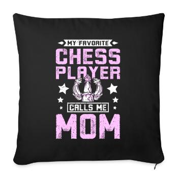 Mon joueur d'échecs préféré m'appelle maman - Housse de coussin décorative 45 x 45 cm - noir - Devant