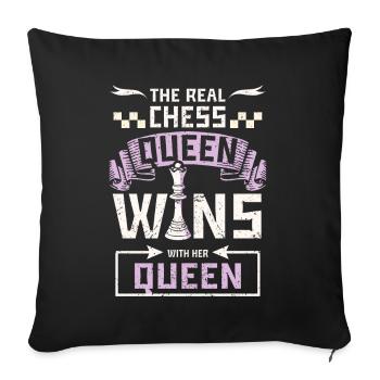 The real chess queen wins with her queen - Sofa pillowcase 17,3'' x 17,3'' (45 x 45 cm) - black - Front