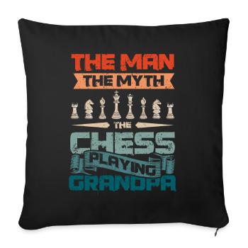 L'homme le mythe le grand-père jouant aux échecs - Housse de coussin décorative 45 x 45 cm - noir - Devant