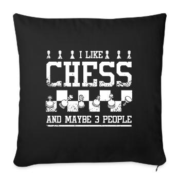 J'aime les échecs et peut-être 3 personnes - Housse de coussin décorative 45 x 45 cm - noir - Devant