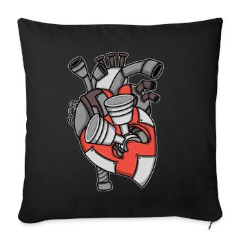 Engine Heart Pistons Car Mechanic - Sofa pillowcase 17,3'' x 17,3'' (45 x 45 cm) - black - Front
