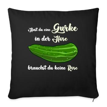 Gurke Gemüse Vegan Gurken - Sofakissenbezug 45 x 45 cm - Schwarz - Vorne