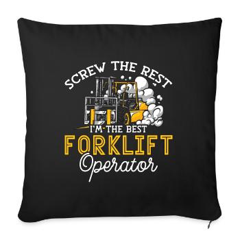 Conducteur de chariot élévateur à fourche Entrepôt Chariot élévateur Cadeau - Housse de coussin décorative 45 x 45 cm - noir - Devant