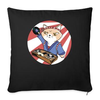 Musique Disc Jockey DJ Vinyl Turntable Japon - Housse de coussin décorative 45 x 45 cm - noir - Devant