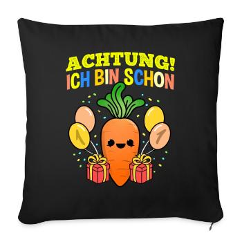 Achtung Ich Bin Schon 1 Geburtstag Karotte - Sofakissenbezug 45 x 45 cm - Schwarz - Vorne