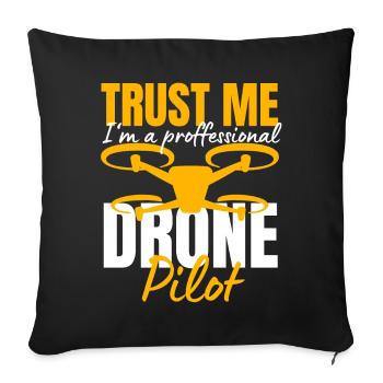 Drone Drone Pilote Drone Opérateur Quadcopter - Housse de coussin décorative 45 x 45 cm - noir - Devant