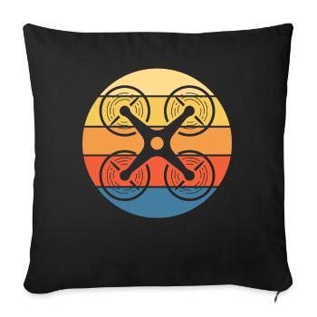 Drone Pilote de drone Opérateur de drone Quadricoptère - Housse de coussin décorative 45 x 45 cm - noir - Devant