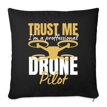 Drone Pilote de drone Opérateur de drone Quadricoptère - Housse de coussin décorative 45 x 45 cm - noir - Devant