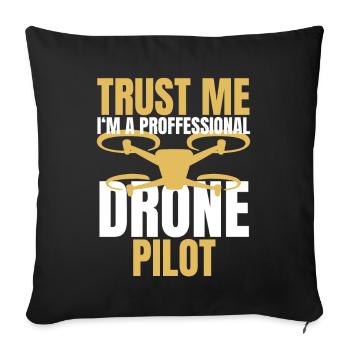 Drone Drone Pilote Drone Opérateur Quadcopter - Housse de coussin décorative 45 x 45 cm - noir - Devant