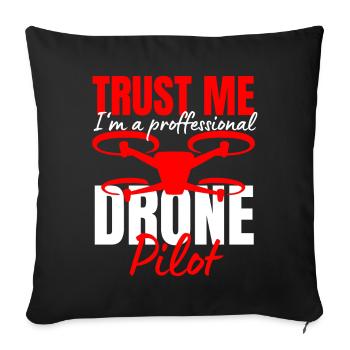 Drone Drone Pilote Drone Opérateur Quadcopter - Housse de coussin décorative 45 x 45 cm - noir - Devant