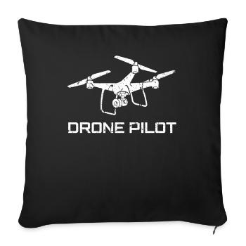 Drone Drone Pilote Drone Opérateur Quadcopter - Housse de coussin décorative 45 x 45 cm - noir - Devant