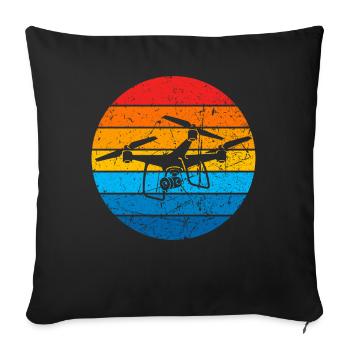 Drone Drone Pilote Drone Opérateur Quadcopter - Housse de coussin décorative 45 x 45 cm - noir - Devant