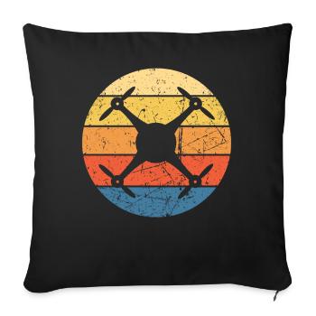 Drone Drone Pilote Drone Opérateur Quadcopter - Housse de coussin décorative 45 x 45 cm - noir - Devant