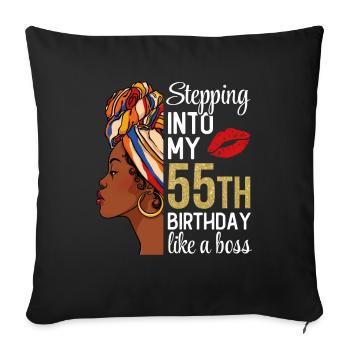 Entrer dans mon 55e anniversaire comme une reine - Housse de coussin décorative 45 x 45 cm - noir - Devant
