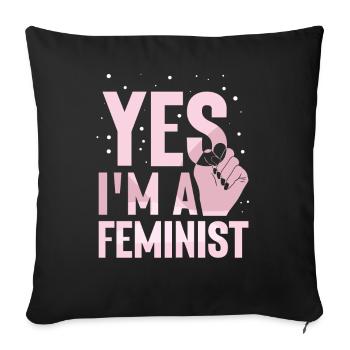 Yes I am a feminist feminist feminism - Sofa pillowcase 17,3'' x 17,3'' (45 x 45 cm) - black - Front