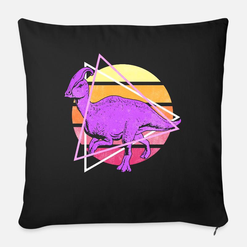 Vaporwave Synthwave Parasaurolophus Dinosaurier - Sofakissenbezug 45 x 45 cm - Schwarz