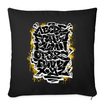 Graffiti Wildstyle Alphabet Hip Hop Street Art Urb - Sofakissenbezug 45 x 45 cm - Schwarz - Vorne