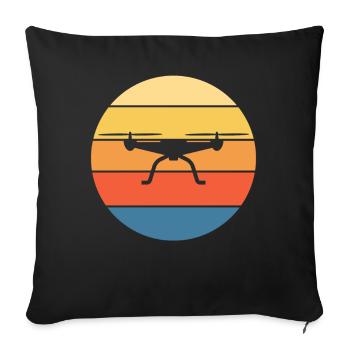 Drone Drone Pilote Drone Opérateur Quadcopter - Housse de coussin décorative 45 x 45 cm - noir - Devant