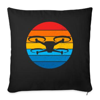 Drone Drone Pilote Drone Opérateur Quadcopter - Housse de coussin décorative 45 x 45 cm - noir - Devant