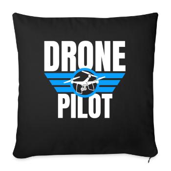 Drone Drone Pilote Drone Opérateur Quadcopter - Housse de coussin décorative 45 x 45 cm - noir - Devant