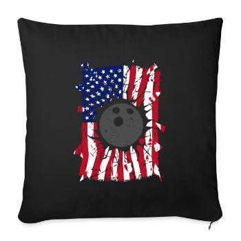 Bowling Torn American Flag - Sofa pillowcase 17,3'' x 17,3'' (45 x 45 cm) - black - Front