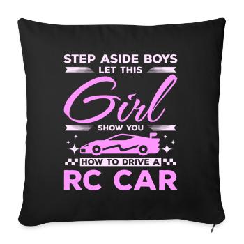 Laissez cette fille vous montrer comment conduire une voiture rc - Housse de coussin décorative 45 x 45 cm - noir - Devant