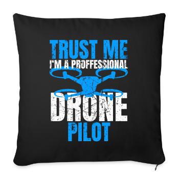 Drone Drone Pilote Drone Opérateur Quadcopter - Housse de coussin décorative 45 x 45 cm - noir - Devant
