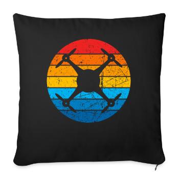 Drone Drone Pilote Drone Opérateur Quadcopter - Housse de coussin décorative 45 x 45 cm - noir - Devant