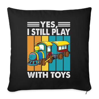 Oui, je joue toujours avec des jouets - Trains - Caboose - C - Housse de coussin décorative 45 x 45 cm - noir - Devant